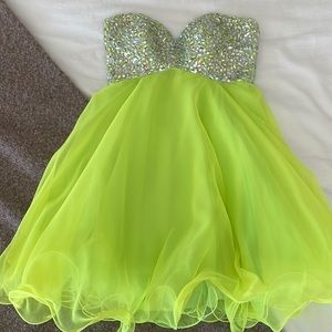 Mori Lee Bright Green/Yellow Homecoming Dress